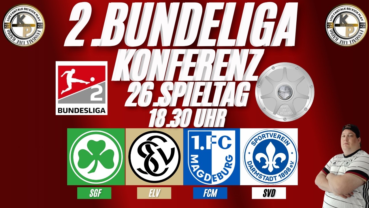 LIVE 2.Bundesliga Konferenz 26.Spieltag #SGF#ELV #FCM#SVD Live Reaktion
