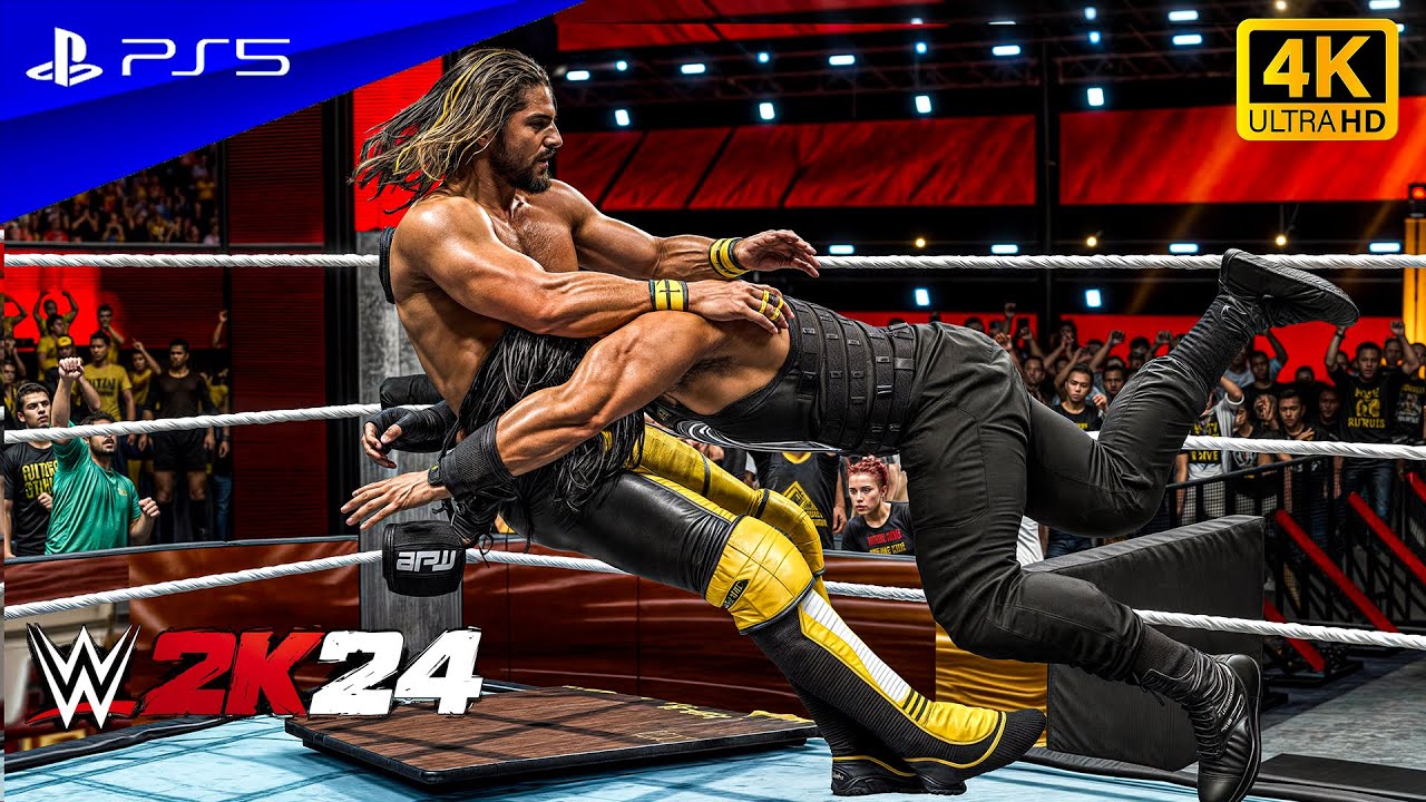 WWE 2K24 - Roman Reigns vs. Seth Rollins | No Holds Barred Match | PS5™ [4K60]