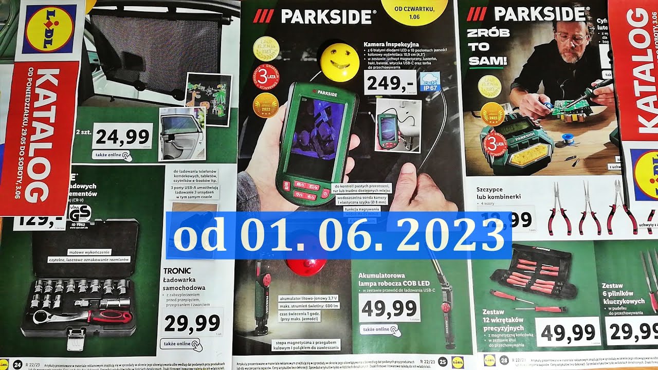 NOWY KATALOG PARKSIDE ( czerwiec 2023 ) kamera inspekcyjna, klucze nasadowe, uśmiechnięta buźka