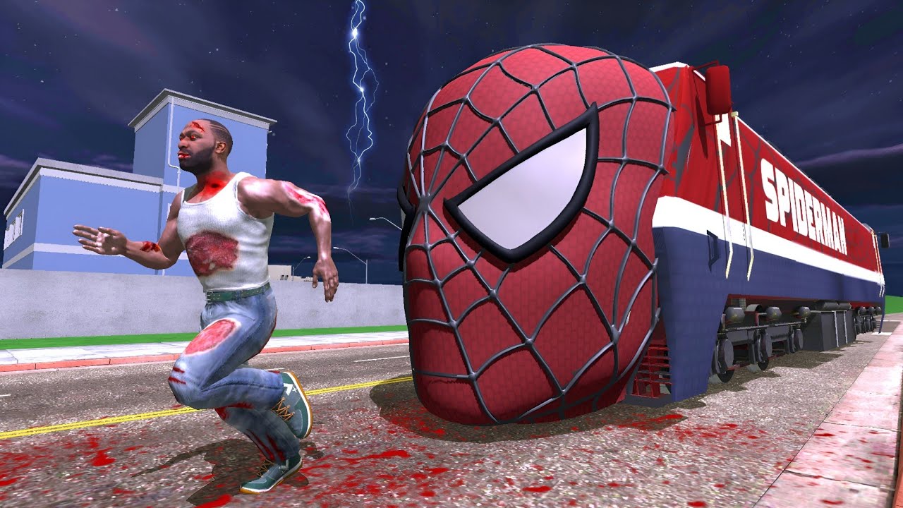 Spiderman Train attack Haunted Franklin in Indian Bikes Driving 3d