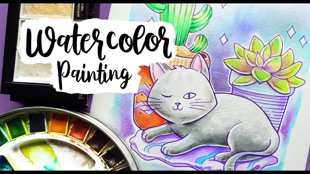 Cutie Succulents 🌵Watercolor Illustration Timelapse