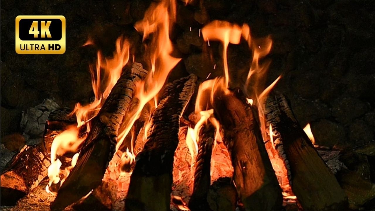 🔥🌤 Relaxing Stone Fireplace Ambience – Real Fire Crackles for Midday Stress Relief