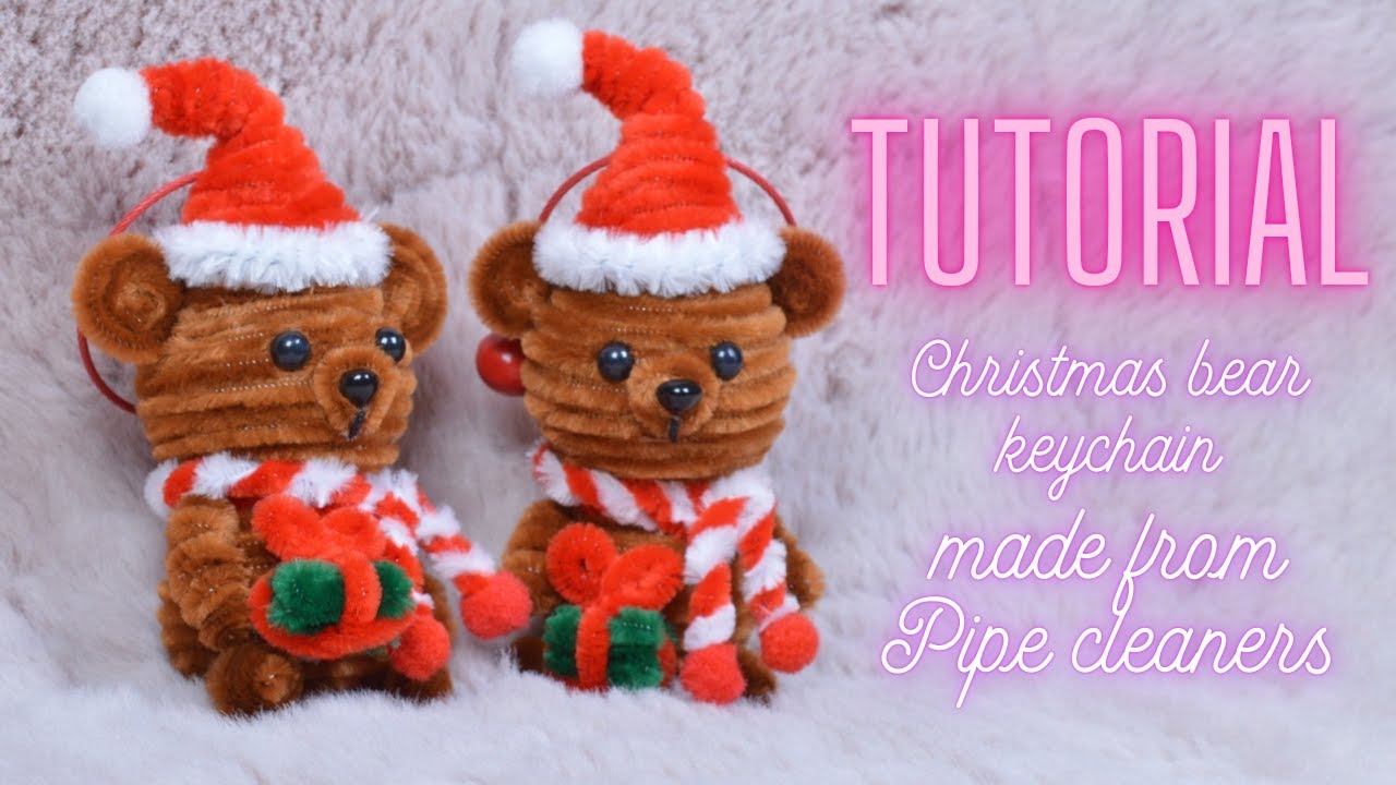 🎄Christmas Crafts Tutorial🎄Christmas bear keychain made from pipe cleaners