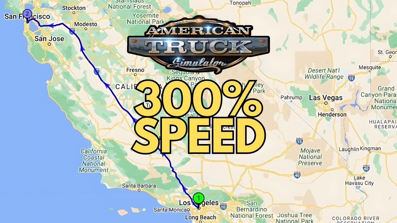 Driving From Los Angeles to San Francisco at 300% Speed - American Truck Simulator