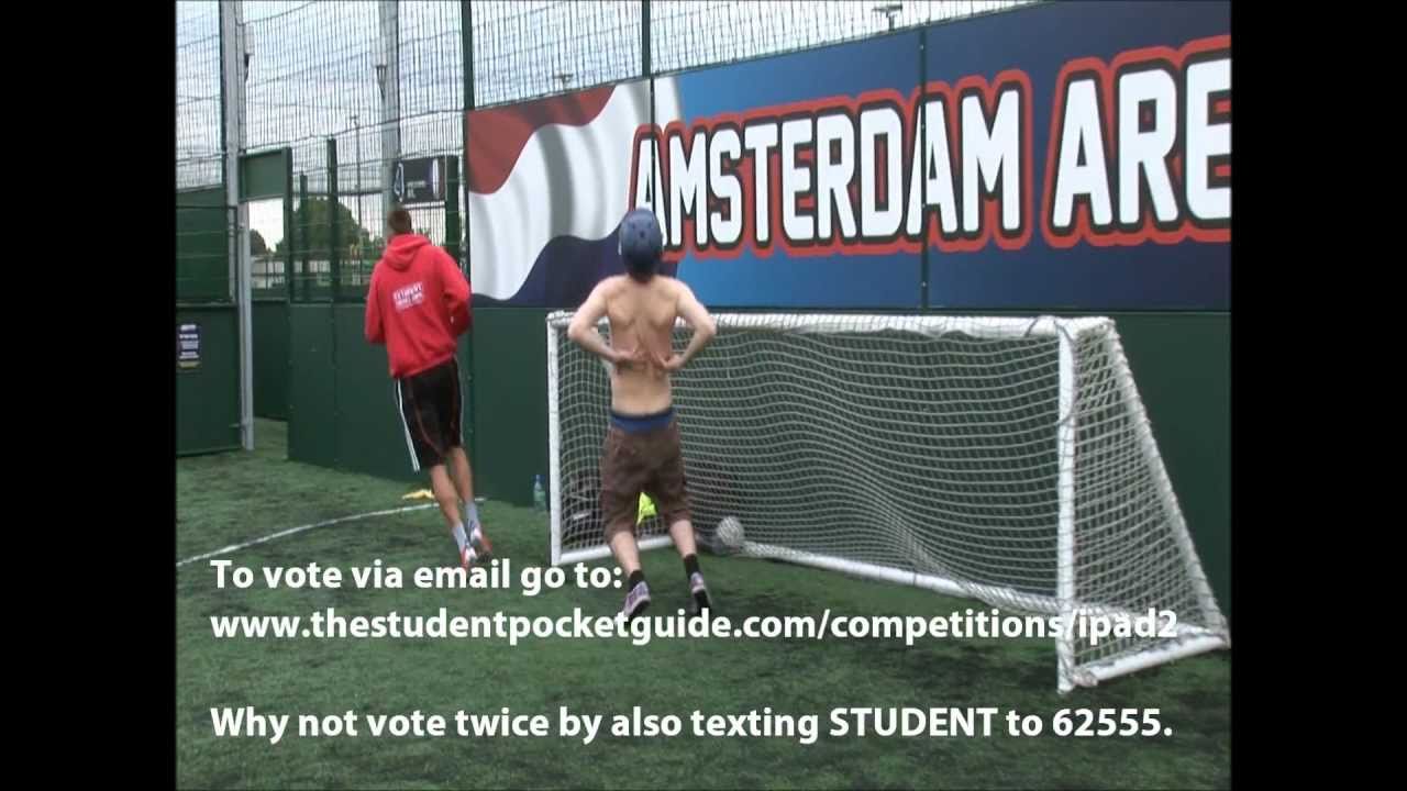 Darren Huckerby smashes penalty into an innocent Student Pocket Guide employee! | SPG