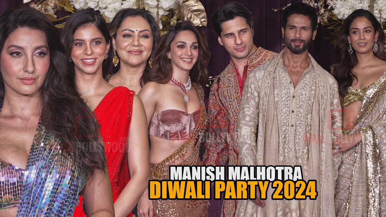 Suhana Khan, Gauri Khan, Nora Fatehi, Shahid-Mira, Sid-kiara arrives at Manish Malhotra Diwali 2024