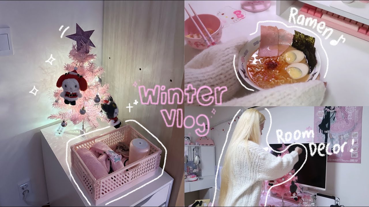 WINTER VLOG˚｡⋆❆/Pink christmas, ramen, hot chocolate🍫
