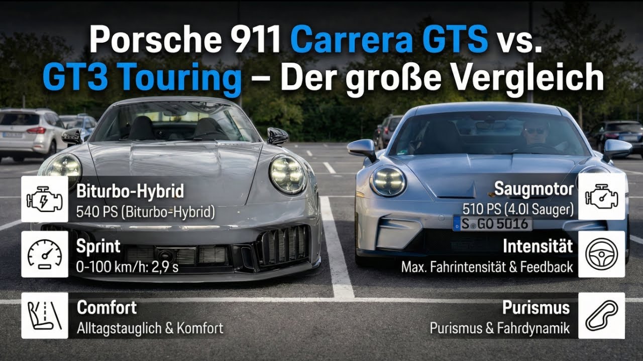 Porsche 911 Carrera GTS vs. Porsche 911 GT3 Touring – der 992.2 Vergleich