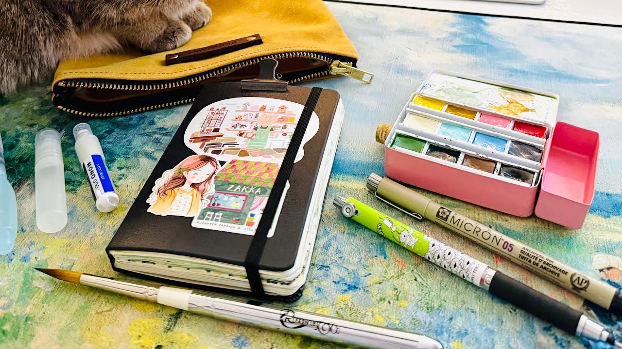 Обзор содержимого карманного скетчбука Moleskine и вещей, которые я всегда беру с собой в путешес...