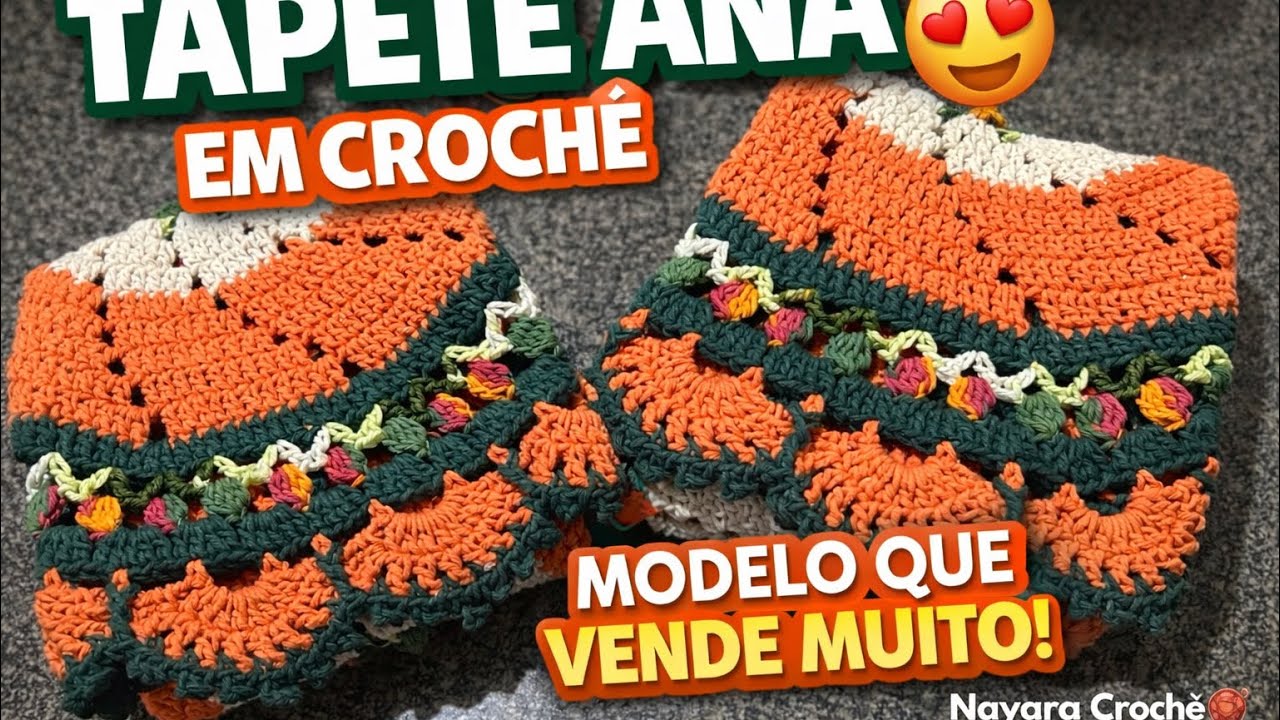 🔥 Par de Tapete ANA em Crochê 😍 Modelo Luxo | Lindos, Modernos e Muito Vendável