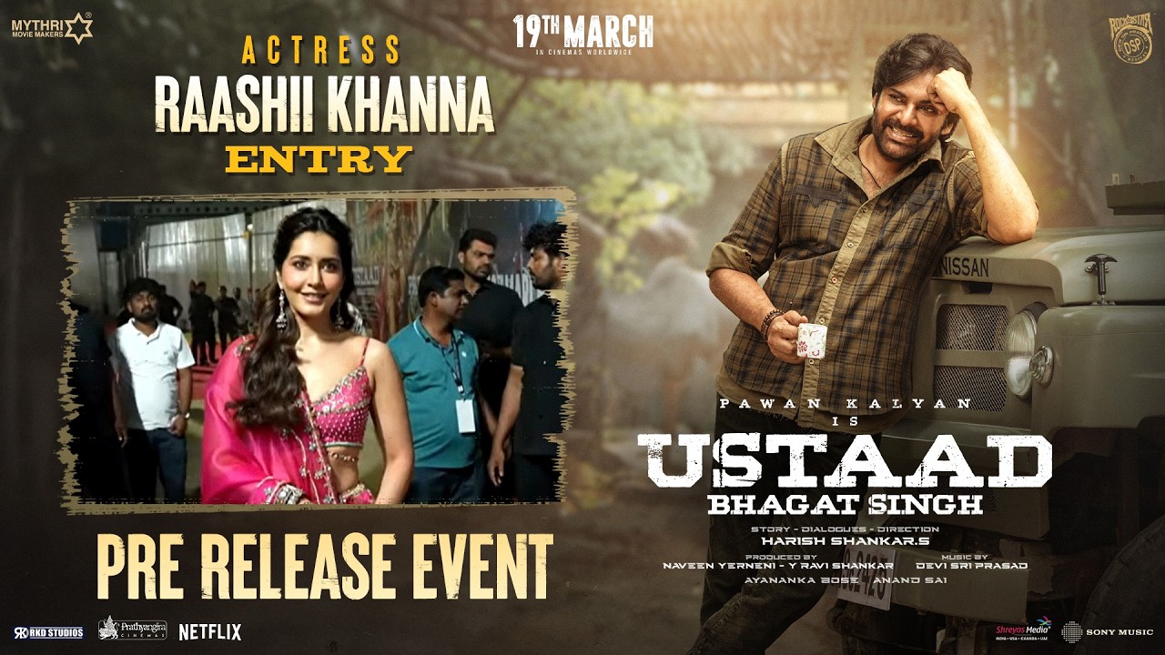 Raashii Khanna Entry | Ustaad Bhagat Singh Pre Release Event | Pawan Kalyan | Harish Shankar