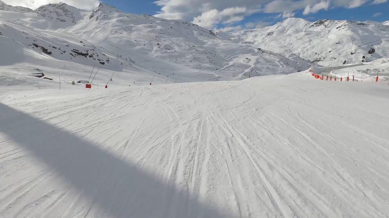 Piste Blue Plein sud  Voie de la Boucle and Cairn   Les 3 Vallees/Val Thorens North-east ski