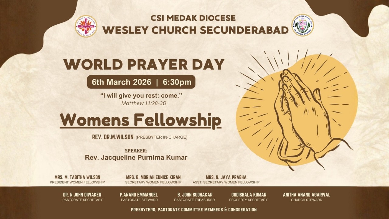 LENT FRIDAY WORLD PRAYER DAY IICSI WESLEY CHURCH SEC -BAD |06-03-2026|REV. JACQUELINE PURNIMA KUMAR