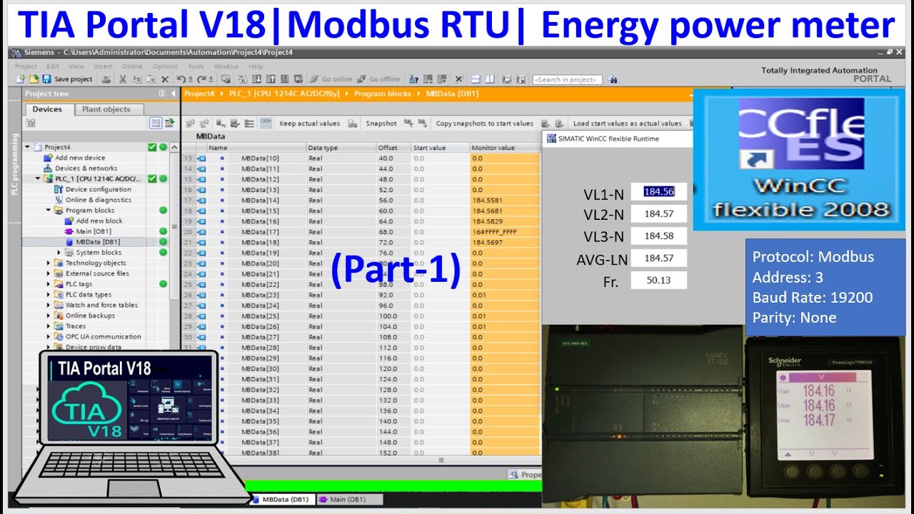 S7-1200 connect with energy power meter via Modbus communication Part-1