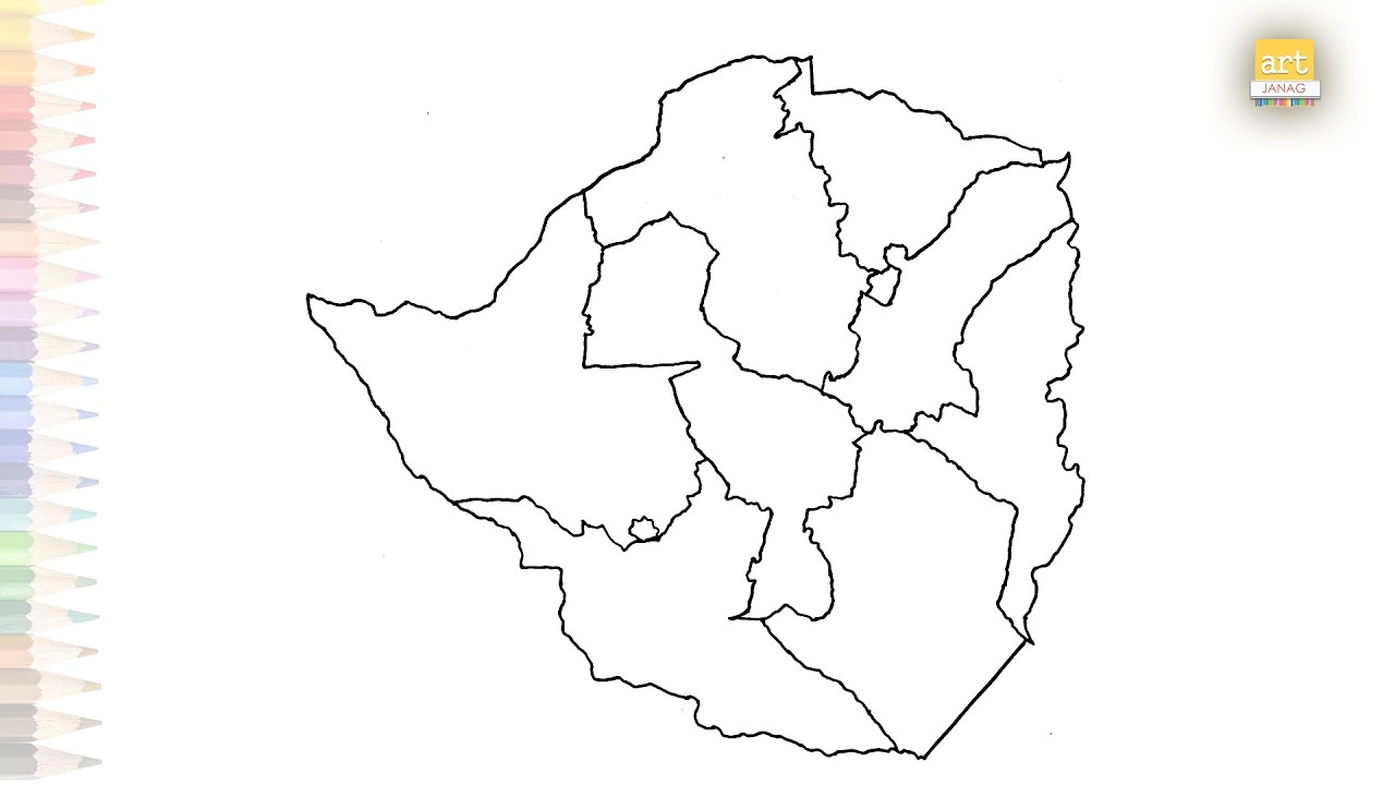 outline map of Zimbabwe provinces drawing easy | Art tutorial | How to draw Zimbabwe map simply