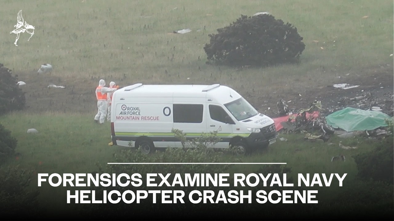 Forensic teams examine site of fatal Royal Navy helicopter crash