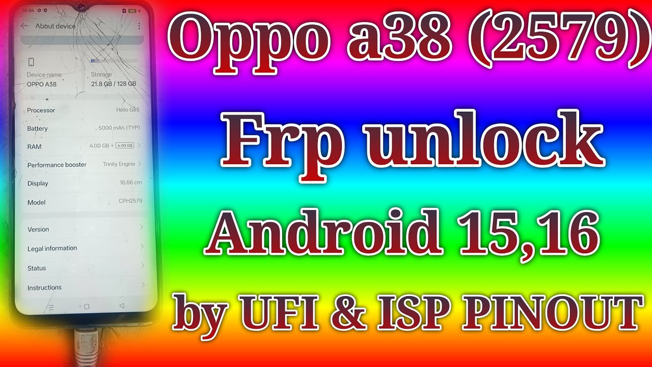 Oppo a38 (cph2579) frp remove Android 15 Amt & Tsm fail || All oppo Android 15,16 Frp unlock by UFI