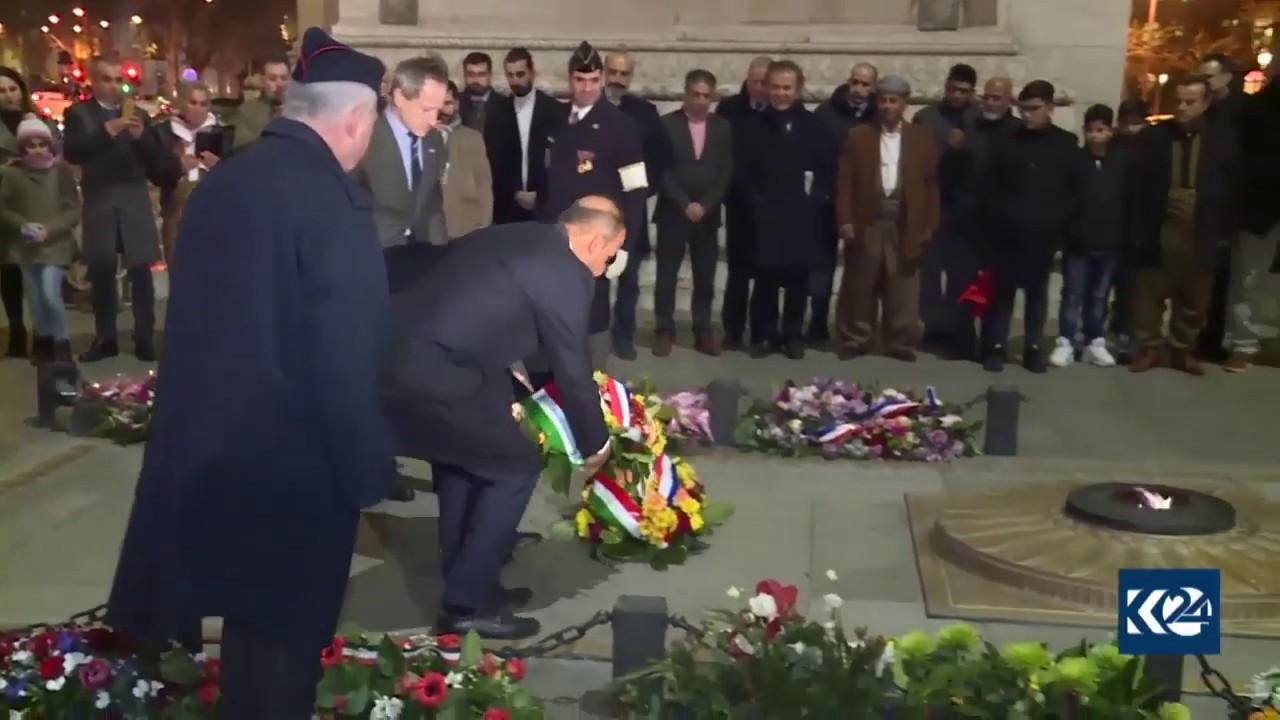 Peshmerga Commanders lay wreath at Triumphal Arch in Paris