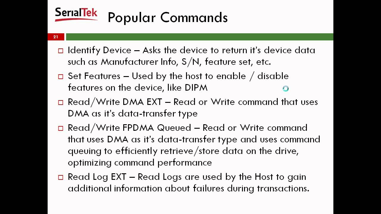 SerialTek's SAS/SATA Basics - SATA Frames, Commands,  & Native Command Queueing (NCQ)