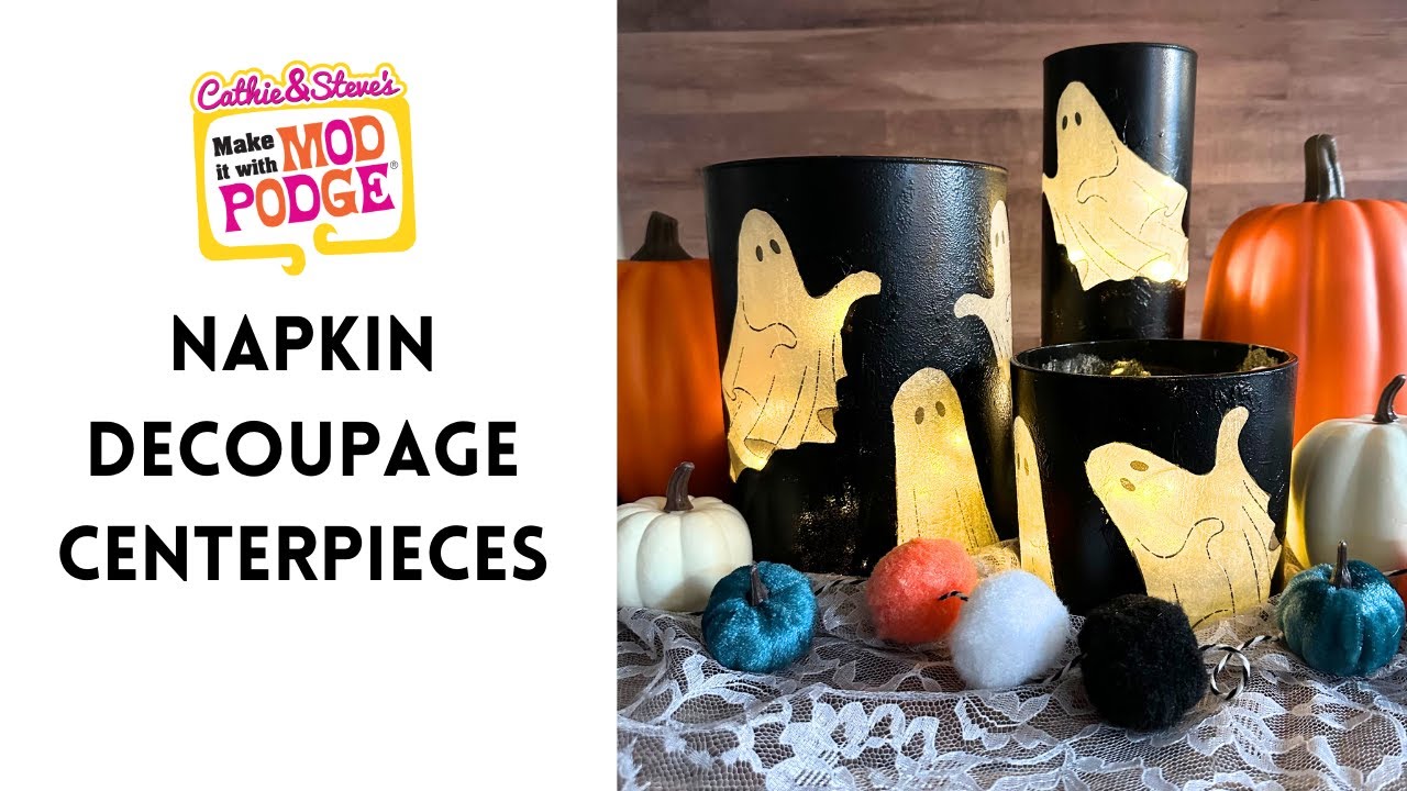 How to Make Halloween Candle Centerpieces with Napkins