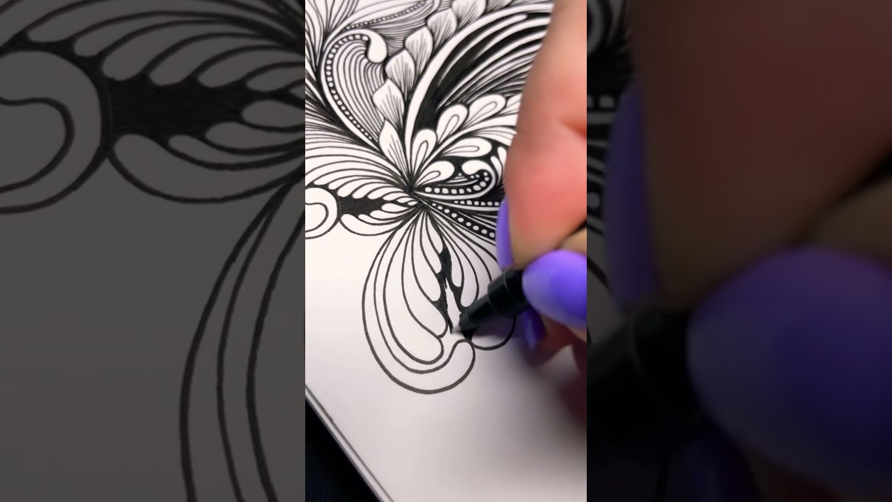 Drawing Zentangle Patterns free flow style 🖤