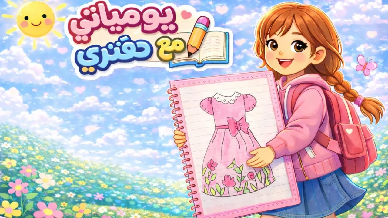 تزيين دفاتر تعليم رسم فستان 🪷