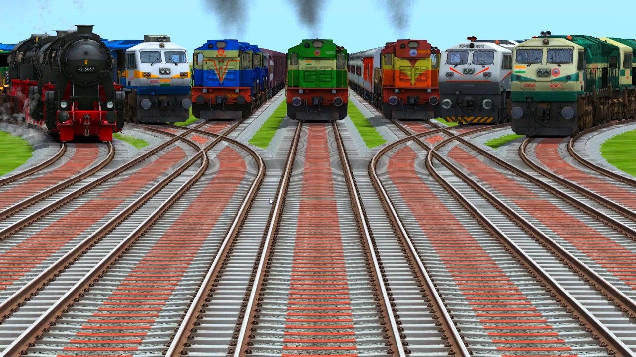 7 Rails Crossings At Forked🆘️ Branched 3D Railroad Tracks // indian railways games