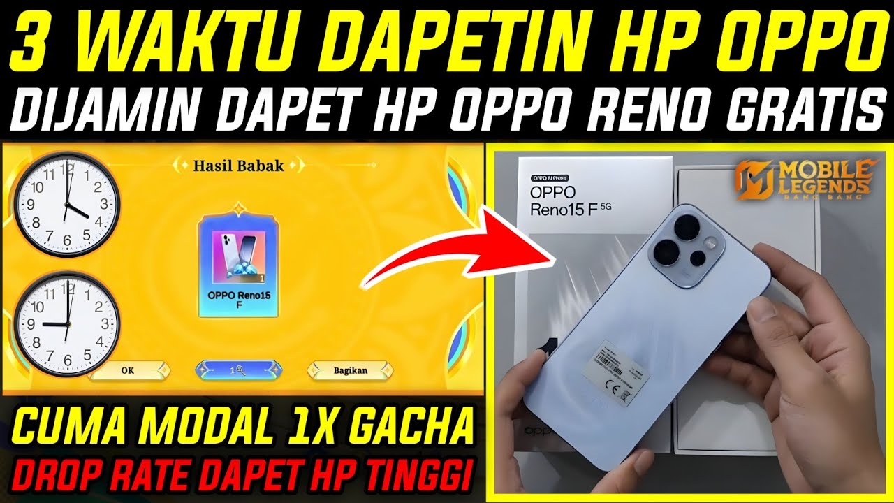 DROP RATE TINGGI DIJAMIN DAPAT HP OPPO GRATIS - 3 WAKTU DAPETIN HP OPPO DI DAZZLING GOLDEN SPIN MLBB