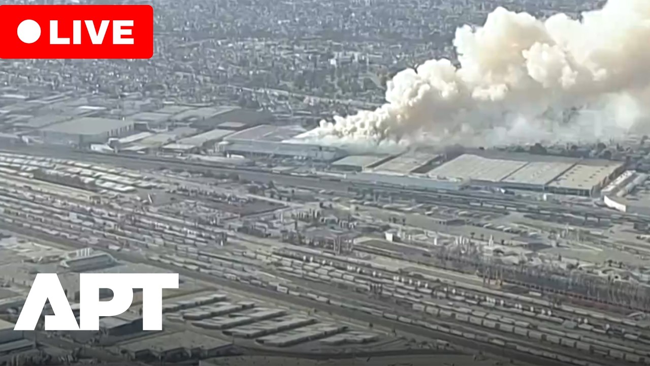 LIVE | Aerials Show Massive Warehouse Fire Burning in Los Angeles | APT