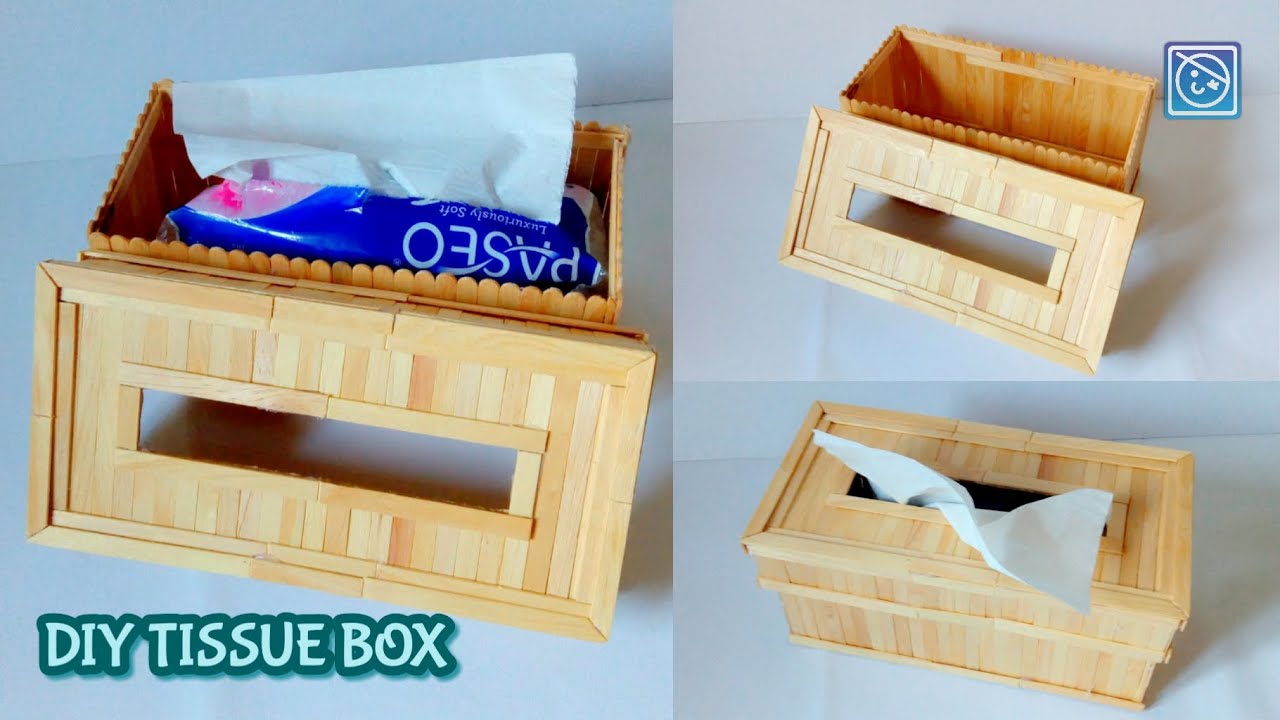DIY TISSUE BOX | CARA MEMBUAT KOTAK TISU DARI STIK ES KRIM