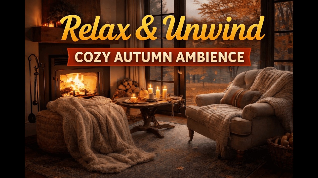 Relaxing Music 🍂 Cozy Autumn Fireplace Ambience
