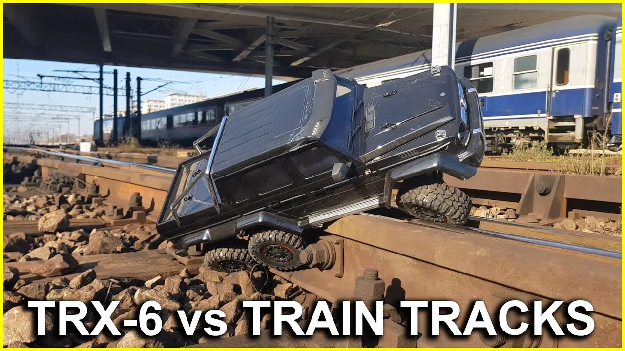 Traxxas TRX 6 vs Train railway tracks - 6x6 rc car Mercedes G63 AMG crawling