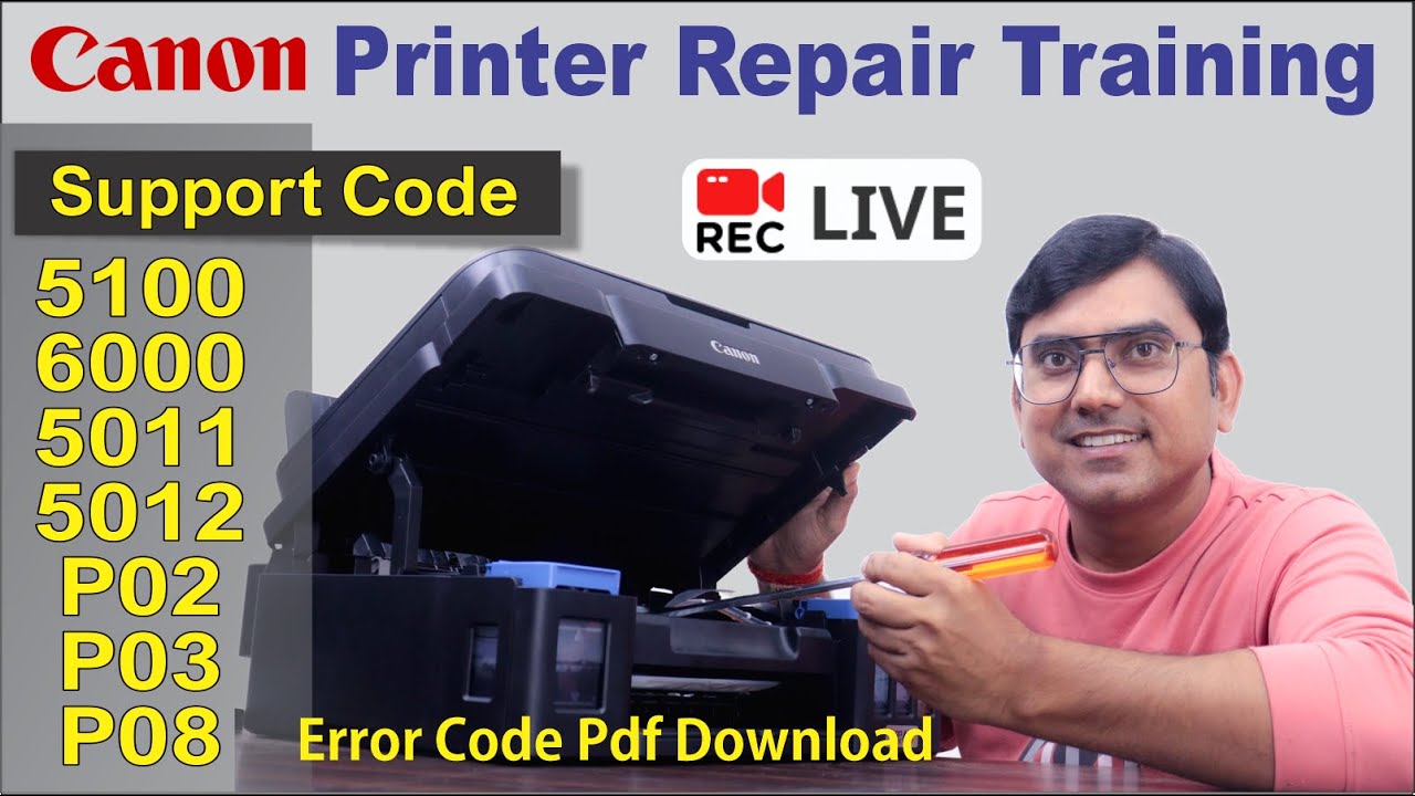 Canon printer g2010 , g2020 P02 P03 P08 problem Solution support code 5100 & 6000 repairing in hindi