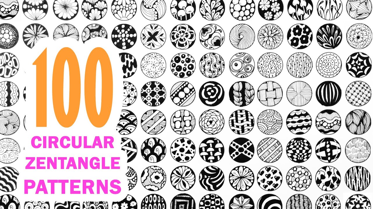 100 zentangle patterns circle ❃ 100 doodle patterns ❃ 100 patrones mandalas