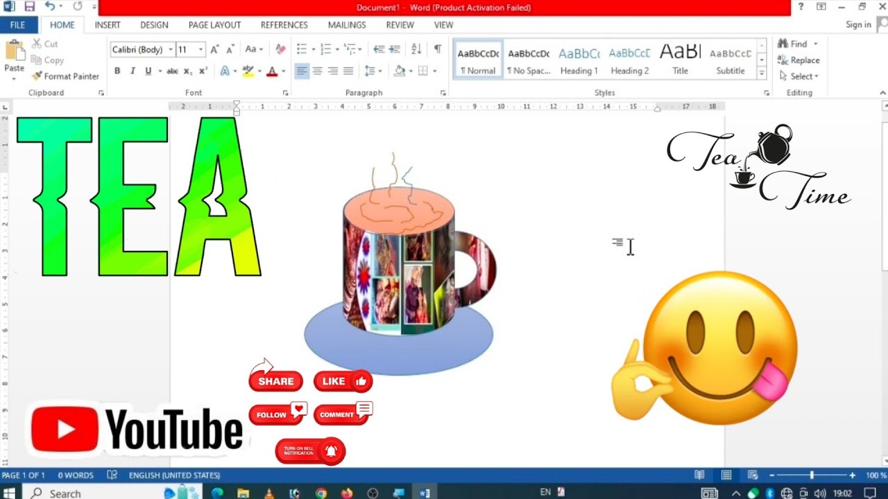 Tea cup design in ms word ll new design with easy steps.