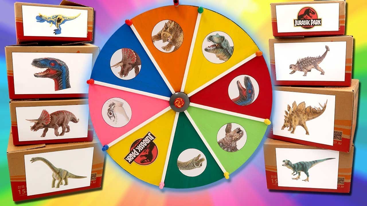 Dinosaurs Names. Roulette Game With Jurassic world, schleich, dinosaur Collection Dino 룰렛게임 공룡게임