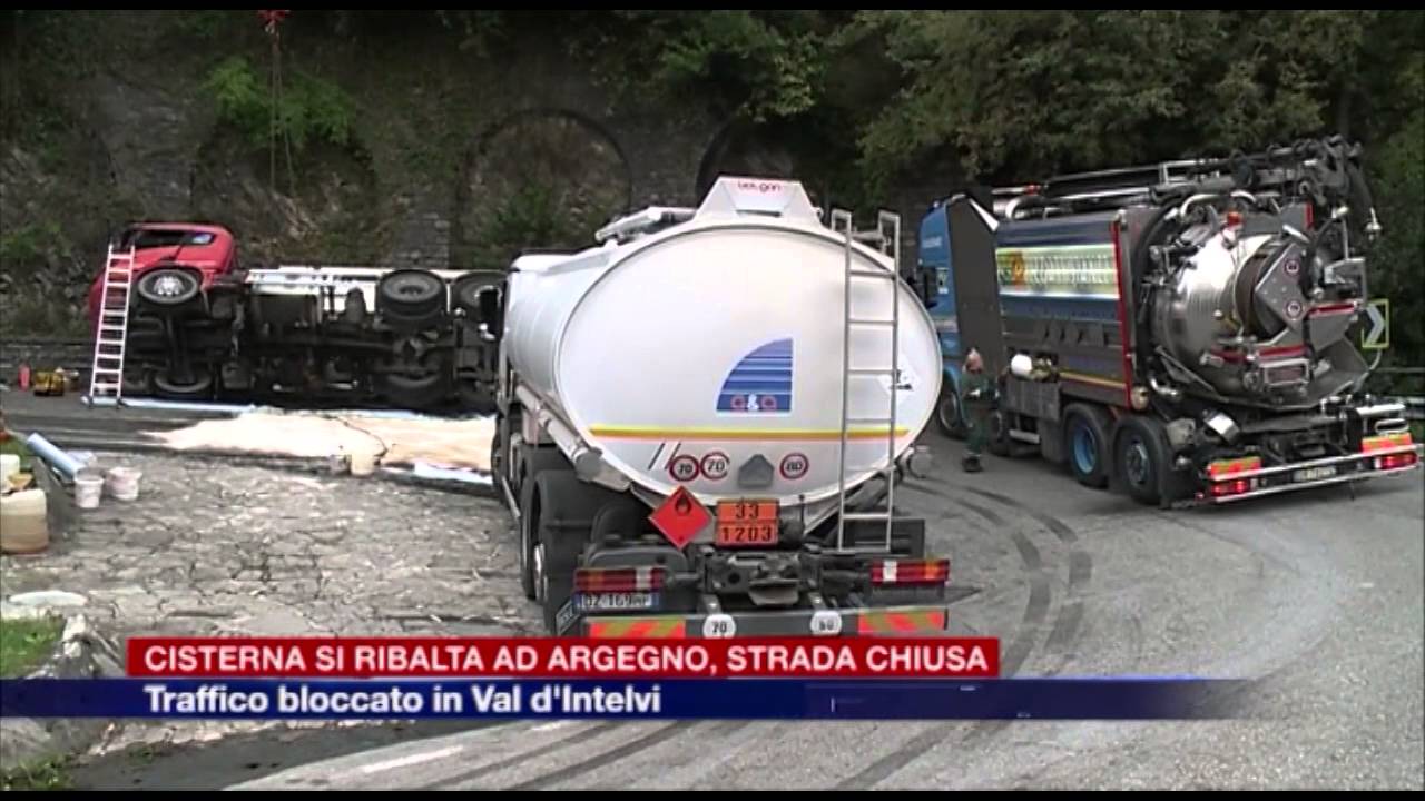 Etg - Cisterna ribaltata ad Argegno, giornata di passione per i mezzi diretti in Val d'Intelvi