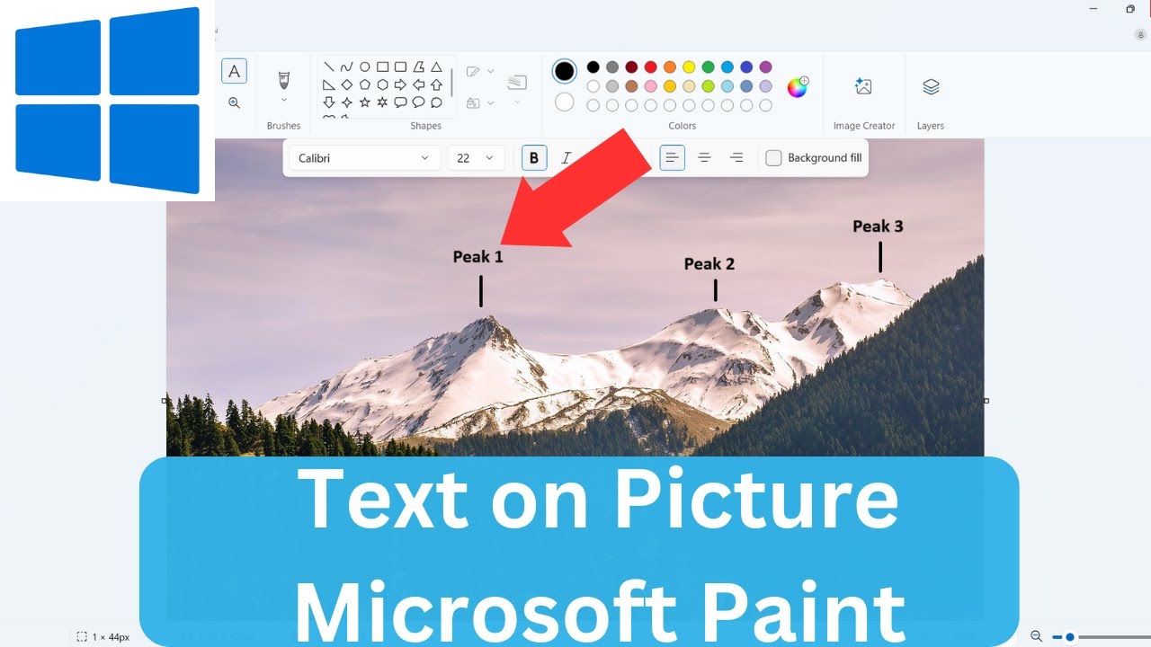 How to add text on a picture in Paint