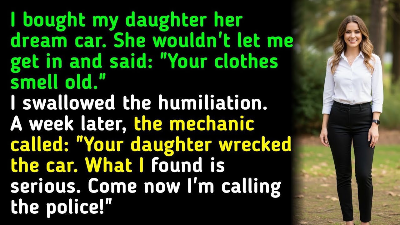 I bought my daughter her dream car. She wouldn't let me get in and said: "Your clothes smell ... 