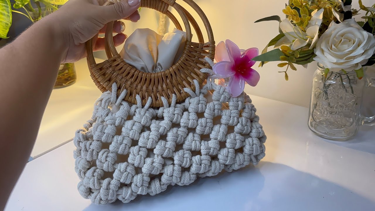 Essa bolsa de macramê com alça de palha virou minha favorita! 😍 | Passo a passo