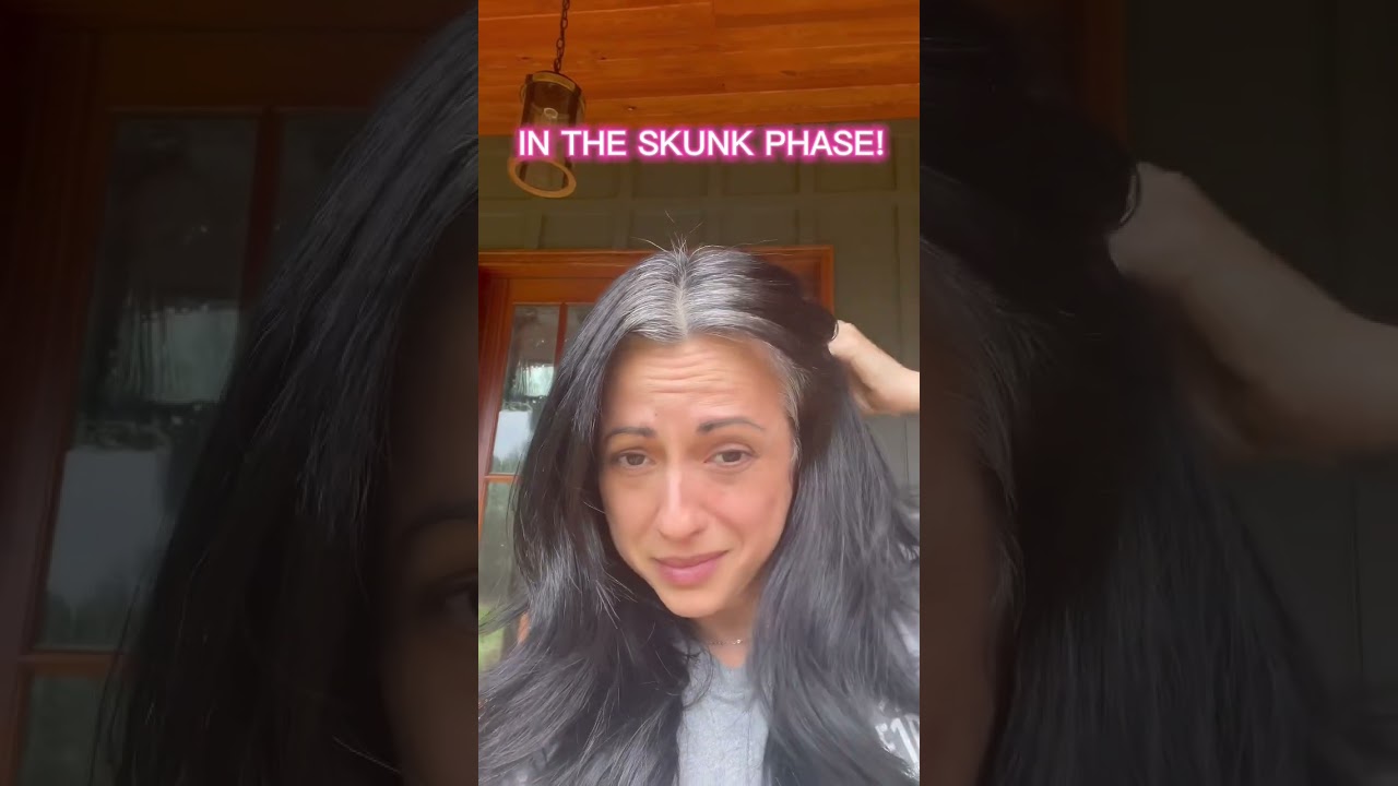 Going Gray in the Skunk Phase! 😅 #grayhair #silversisters #grayhairjourney