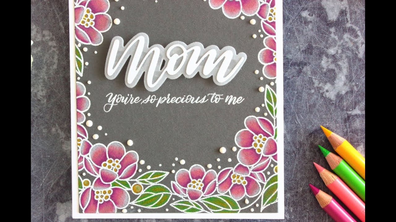 MOM'S CARD: Pencils on dark cardstock