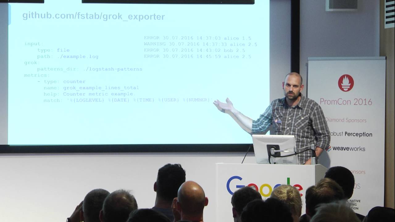 PromCon 2016: Lightning Talks - grok_exporter - Fabian Stäber