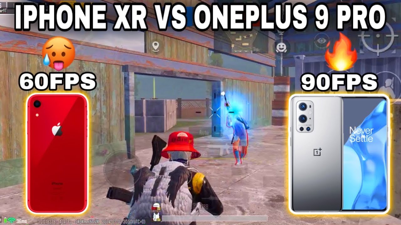 🥵IPHONE XR VS ONEPLUS 9 PRO | 60FPS VS 90FPS |PUBG TEST 2024 | 1V1 TDM