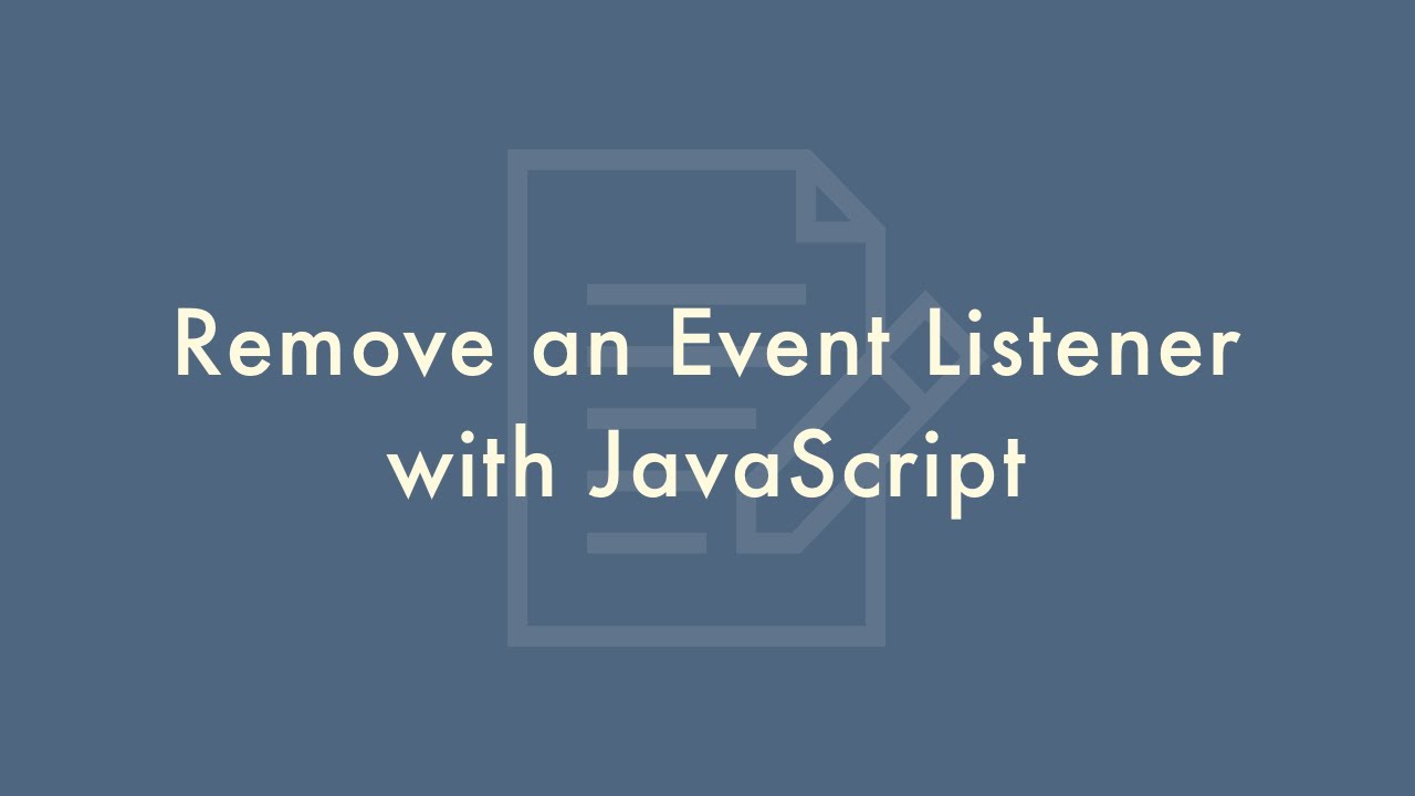 removeEventListener in JavaScript