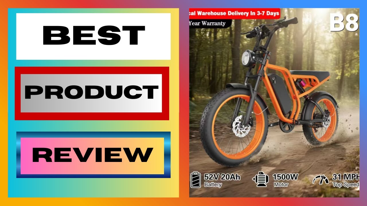 US Stock! 20'' Adults Electric Bike 1500W Motor 52V 20AH 80 Miles 32MPH IP65 Waterproof
