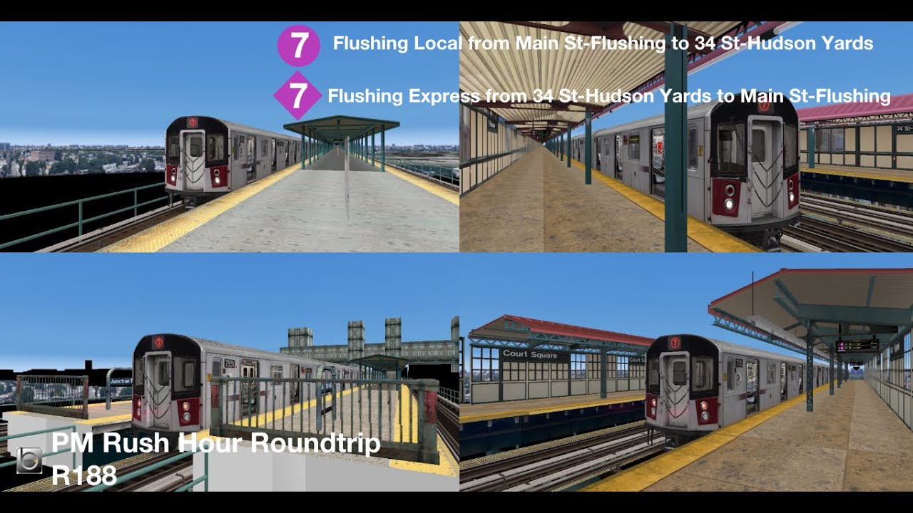 OpenBVE NYC Subway IRT Operation: R188 (7) Train Roundtrip (PM Rush Hour)