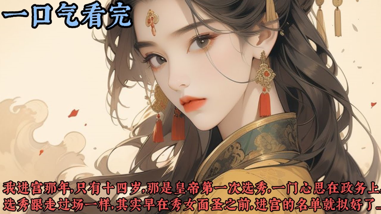 【一口气看完】《小橘儿》我进宫那年，只有十四岁，那是皇帝第一次选秀，一门心思在政务上，选秀跟走过场一样，其实早在秀女面圣之前，进宫的名单就拟好了，只是人有点少，太后让皇帝再挑几个...