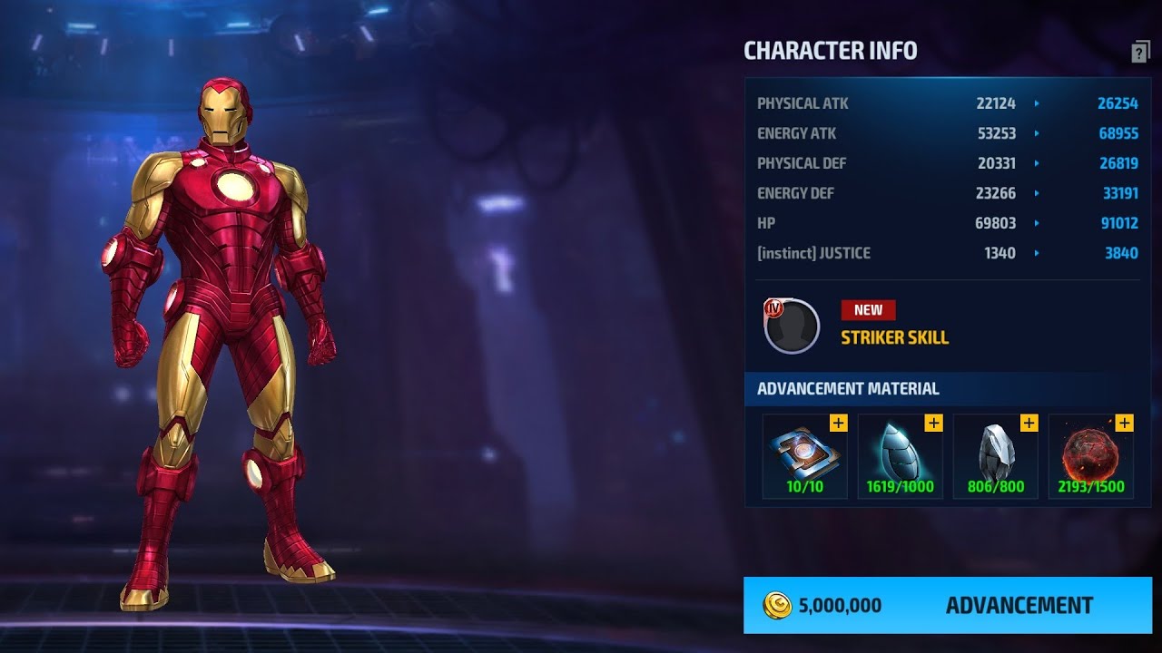 IRONMAN Tier 4 Advancement - Marvel Future Fight | IRONMAN Level 70 to Level 80 Build Cost