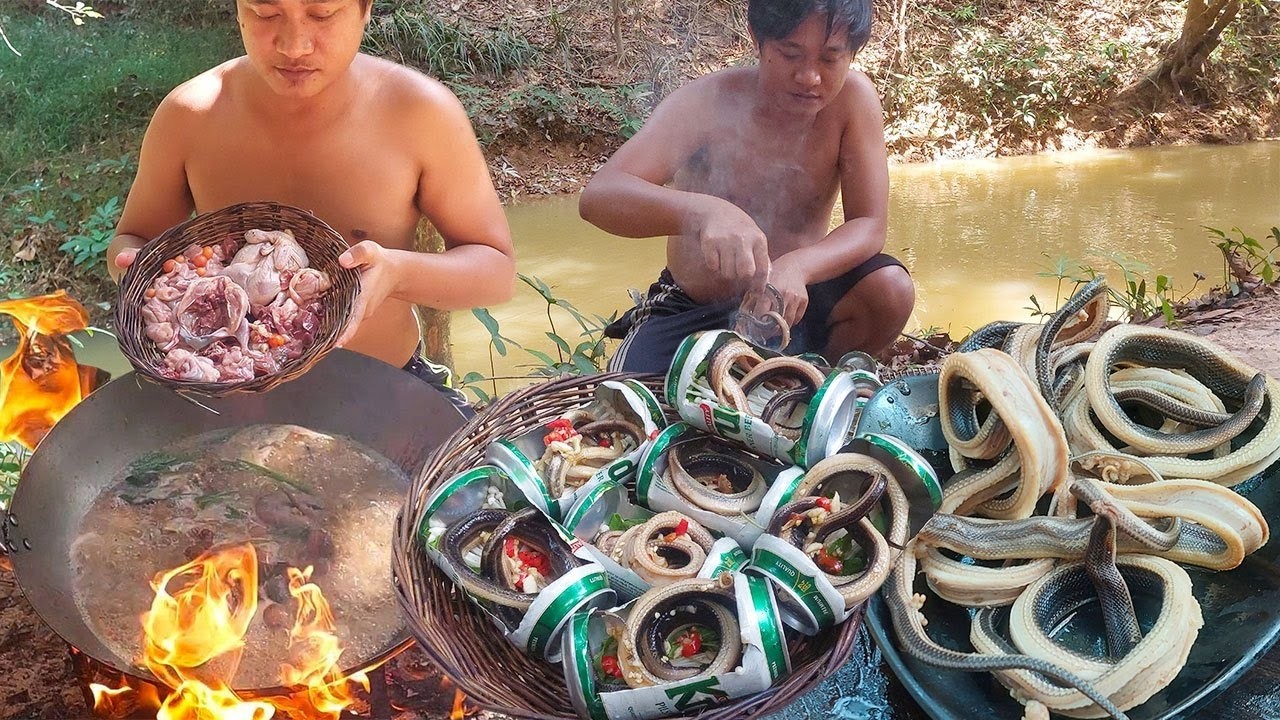 Recipe for quail birds porridge   Water snake baked in krud can